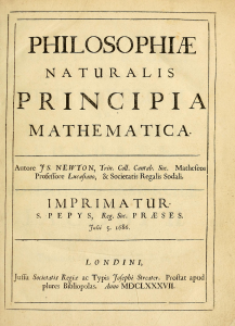 Portada de Philosophae Naturalis Principa Mathematica, de Isaac Newton.